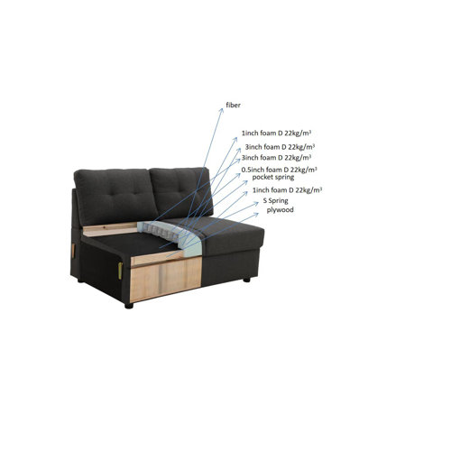 Latitude Run® Aine 118" Wide Fabric Sectional Sleeper Sofa (PullOut